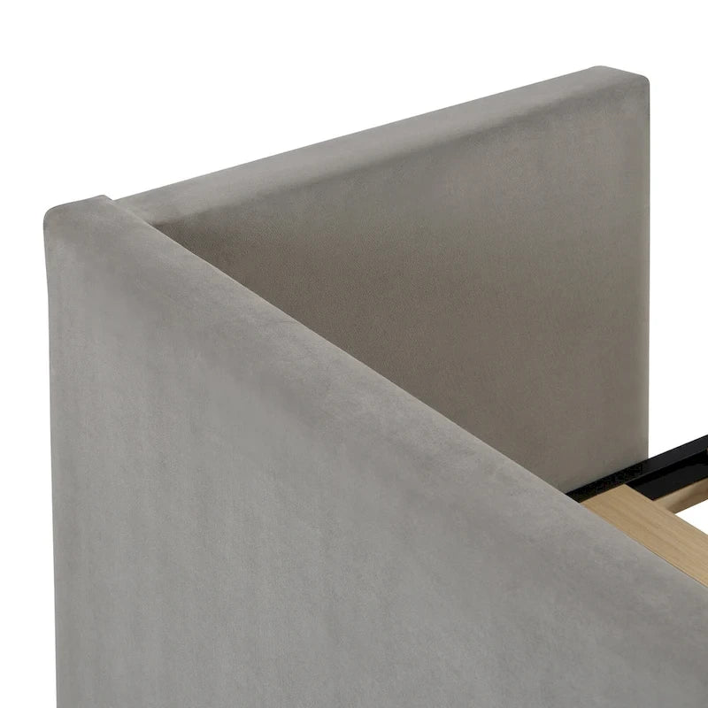 Twin Velvet Upholstered Daybed with Pop-Up Trundle - Expands to King, Backrest & Armrests, No Box Spring Needed