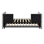 Twin Velvet Upholstered Daybed with Pop-Up Trundle - Expands to King, Backrest & Armrests, No Box Spring Needed