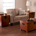 SEI Furniture Liatris Oak Wood Trunk Coffee Table and Set of 2 End Tables