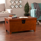 3-Piece Trunk Table Set - Mission Oak Coffee Table & 2 End Tables, Storage, Black Hardware, Pine Veneer, Safety Hinges