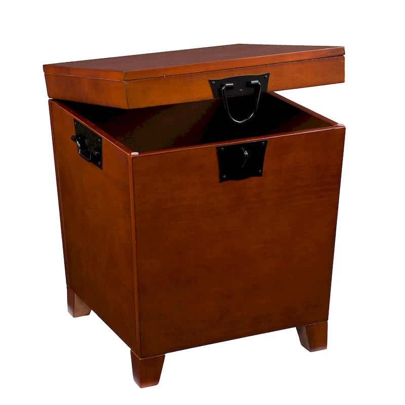 3-Piece Trunk Table Set - Mission Oak Coffee Table & 2 End Tables, Storage, Black Hardware, Pine Veneer, Safety Hinges