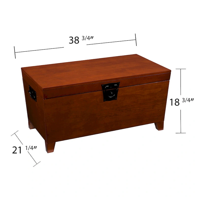 3-Piece Trunk Table Set - Mission Oak Coffee Table & 2 End Tables, Storage, Black Hardware, Pine Veneer, Safety Hinges