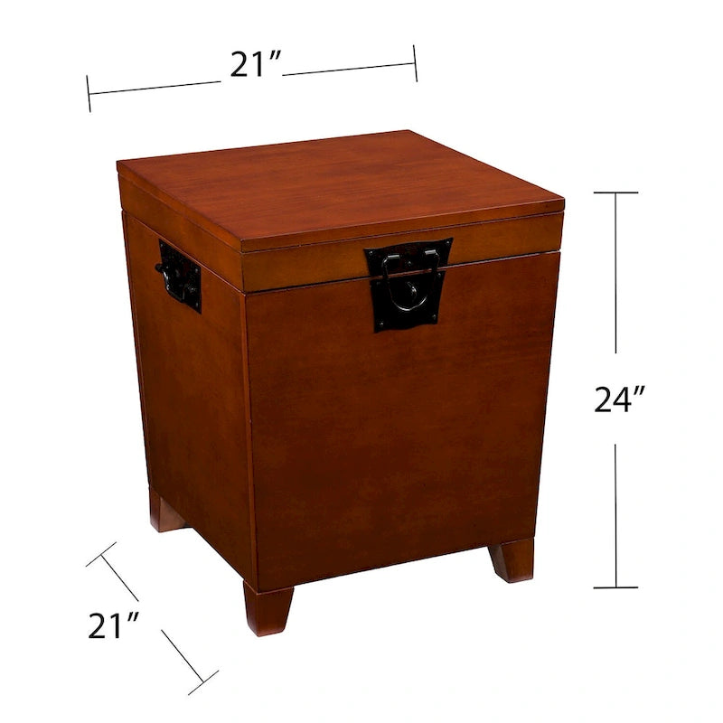 3-Piece Trunk Table Set - Mission Oak Coffee Table & 2 End Tables, Storage, Black Hardware, Pine Veneer, Safety Hinges