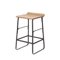 Counter Height Stool - 25"H Seat - Mango Wood - Black Metal Frame - Low Back - Contoured Seat - Footrest - 16"W x 25"H - No Assembly - Modern Industrial Style