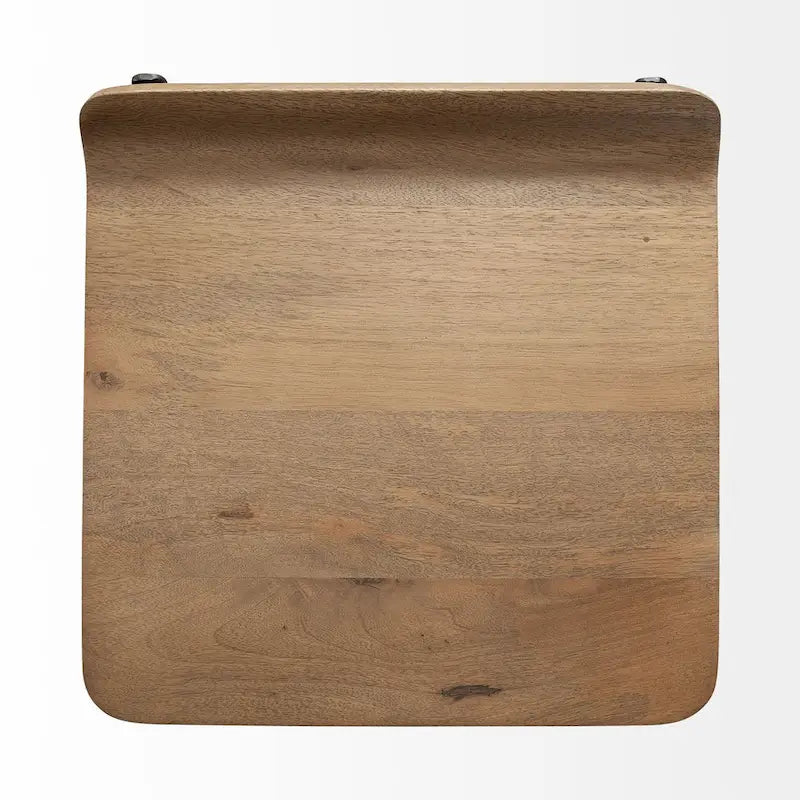 Counter Height Stool - 25"H Seat - Mango Wood - Black Metal Frame - Low Back - Contoured Seat - Footrest - 16"W x 25"H - No Assembly - Modern Industrial Style