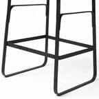 Counter Height Stool - 25"H Seat - Mango Wood - Black Metal Frame - Low Back - Contoured Seat - Footrest - 16"W x 25"H - No Assembly - Modern Industrial Style