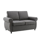 Pull-Out Sleeper Loveseat with Twin Memory Foam Mattress - 57.5" Linen Fabric Sofa Bed, 400lbs Capacity, Steel Frame - Convertible Space-Saving