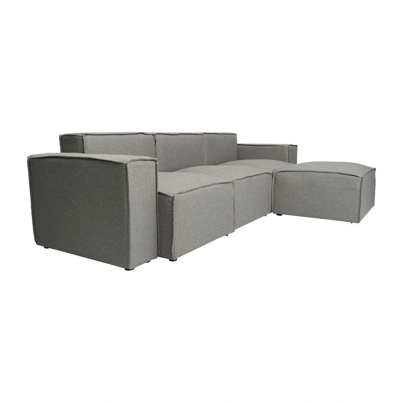 4-Piece Modular Sectional Sofa - Contemporary with Ottoman, Pocket Spring Core, Solid Wood Frame, 300 lbs Per Seat, Configurable