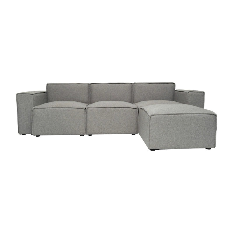 4-Piece Modular Sectional Sofa - Contemporary with Ottoman, Pocket Spring Core, Solid Wood Frame, 300 lbs Per Seat, Configurable