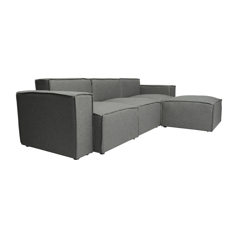 4-Piece Modular Sectional Sofa - Contemporary with Ottoman, Pocket Spring Core, Solid Wood Frame, 300 lbs Per Seat, Configurable