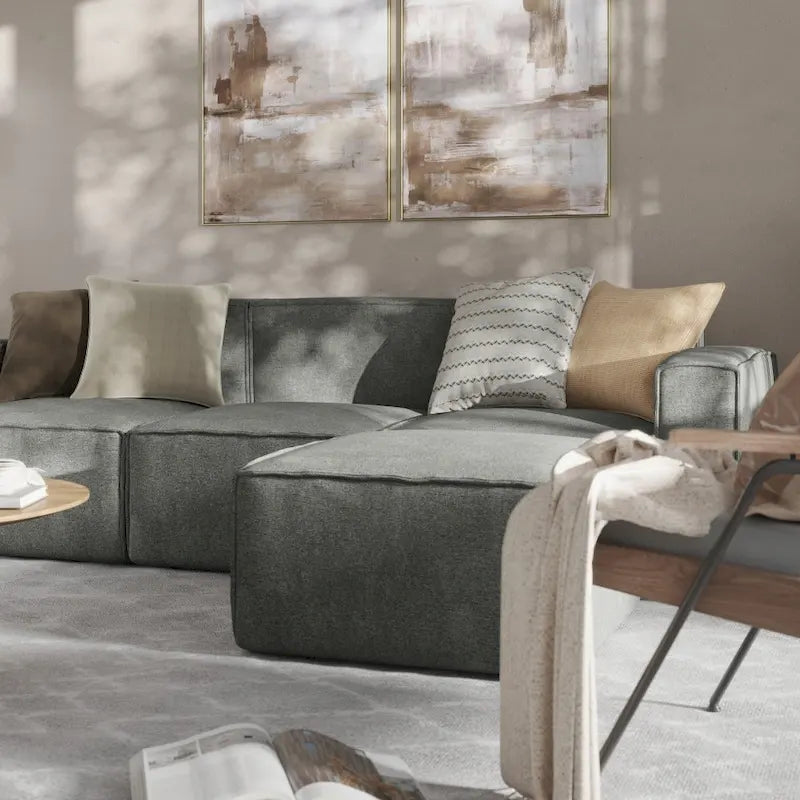 4-Piece Modular Sectional Sofa - Contemporary with Ottoman, Pocket Spring Core, Solid Wood Frame, 300 lbs Per Seat, Configurable