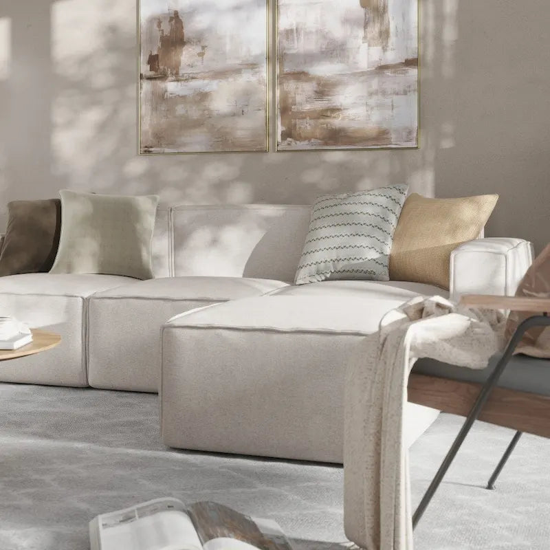 4-Piece Modular Sectional Sofa - Contemporary with Ottoman, Pocket Spring Core, Solid Wood Frame, 300 lbs Per Seat, Configurable