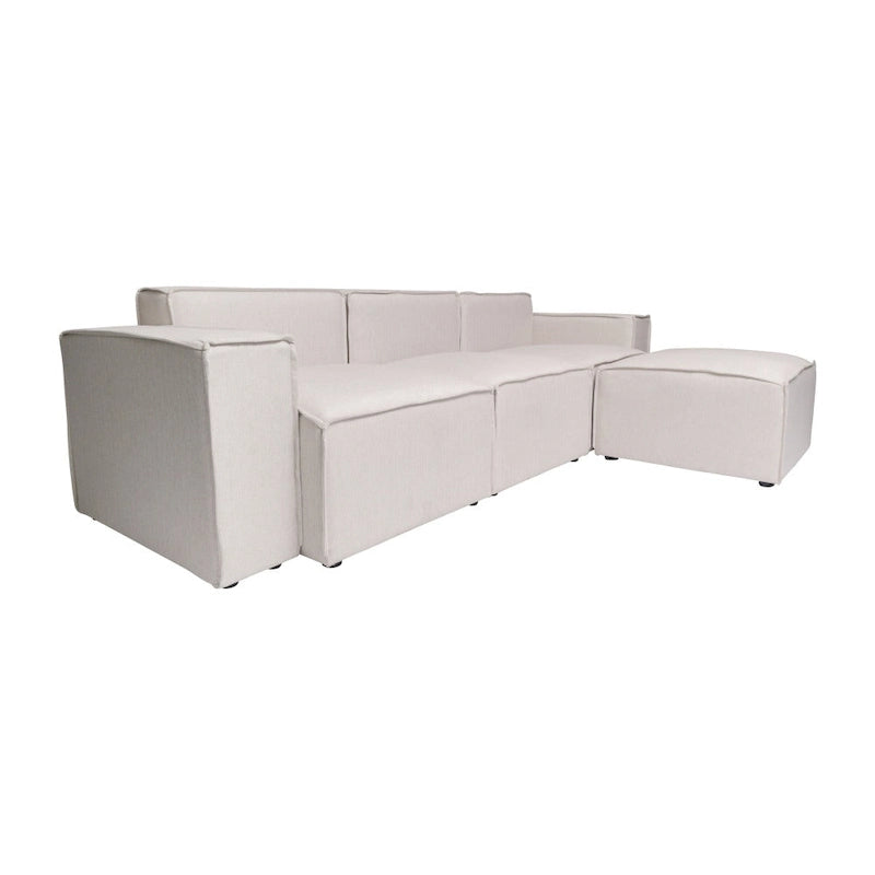 4-Piece Modular Sectional Sofa - Contemporary with Ottoman, Pocket Spring Core, Solid Wood Frame, 300 lbs Per Seat, Configurable