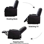 Electric Power Recliner Chair - Home Theater Seating with USB Charging, Cup Holders, Storage Armrests, Leather, 300 lbs Capacity