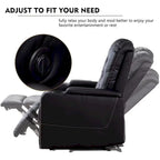 Electric Power Recliner Chair - Home Theater Seating with USB Charging, Cup Holders, Storage Armrests, Leather, 300 lbs Capacity