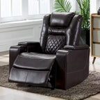 Electric Power Recliner Chair - Home Theater Seating with USB Charging, Cup Holders, Storage Armrests, Leather, 300 lbs Capacity