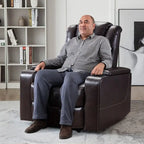 Electric Power Recliner Chair - Home Theater Seating with USB Charging, Cup Holders, Storage Armrests, Leather, 300 lbs Capacity