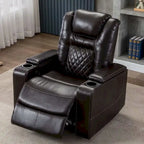 Electric Power Recliner Chair - Home Theater Seating with USB Charging, Cup Holders, Storage Armrests, Leather, 300 lbs Capacity