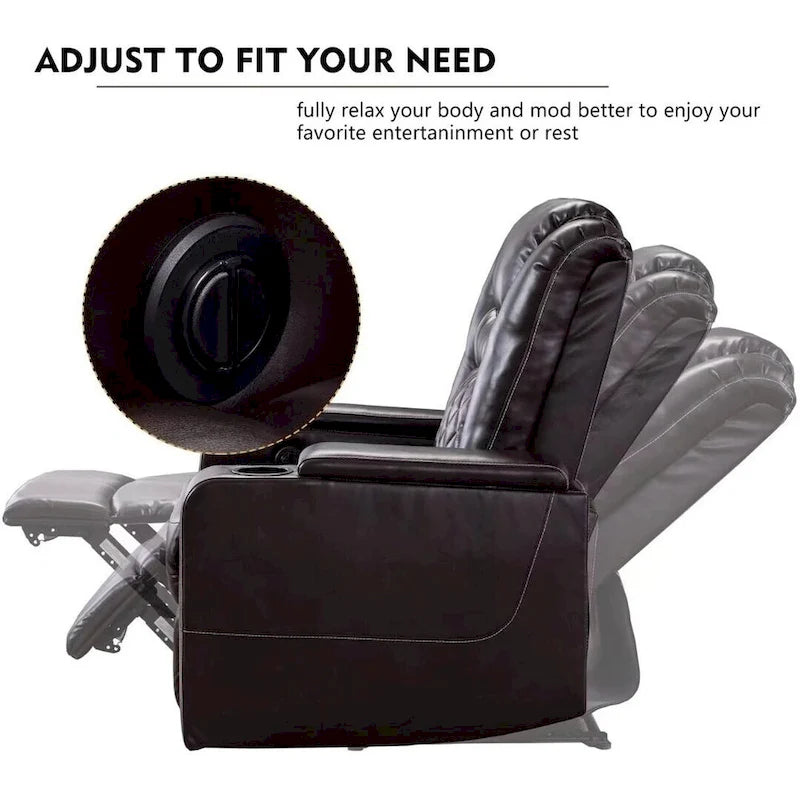 Electric Power Recliner Chair - Home Theater Seating with USB Charging, Cup Holders, Storage Armrests, Leather, 300 lbs Capacity