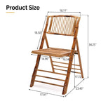 Folding Bamboo Rattan Chair for Indoor/Outdoor, 300 lbs Capacity, Rustic Style, No Assembly, Brown