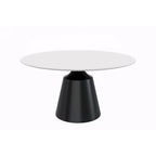 Modern Round Dining Table 60"-71" with Stainless Steel Pedestal Base, Glass or Sintered Stone Top