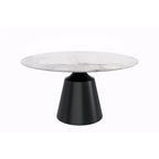 Modern Round Dining Table 60"-71" with Stainless Steel Pedestal Base, Glass or Sintered Stone Top