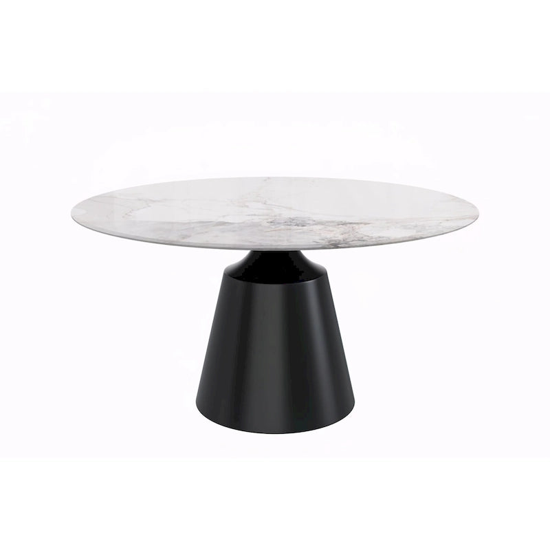 Modern Round Dining Table 60"-71" with Stainless Steel Pedestal Base, Glass or Sintered Stone Top