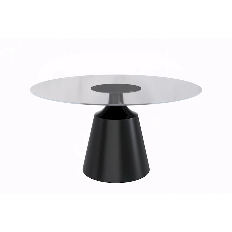 Modern Round Dining Table 60"-71" with Stainless Steel Pedestal Base, Glass or Sintered Stone Top