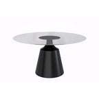 Modern Round Dining Table 60"-71" with Stainless Steel Pedestal Base, Glass or Sintered Stone Top