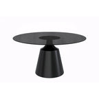 Modern Round Dining Table 60"-71" with Stainless Steel Pedestal Base, Glass or Sintered Stone Top