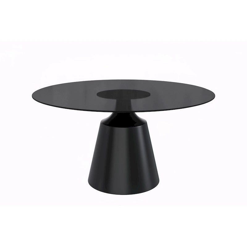 Modern Round Dining Table 60"-71" with Stainless Steel Pedestal Base, Glass or Sintered Stone Top