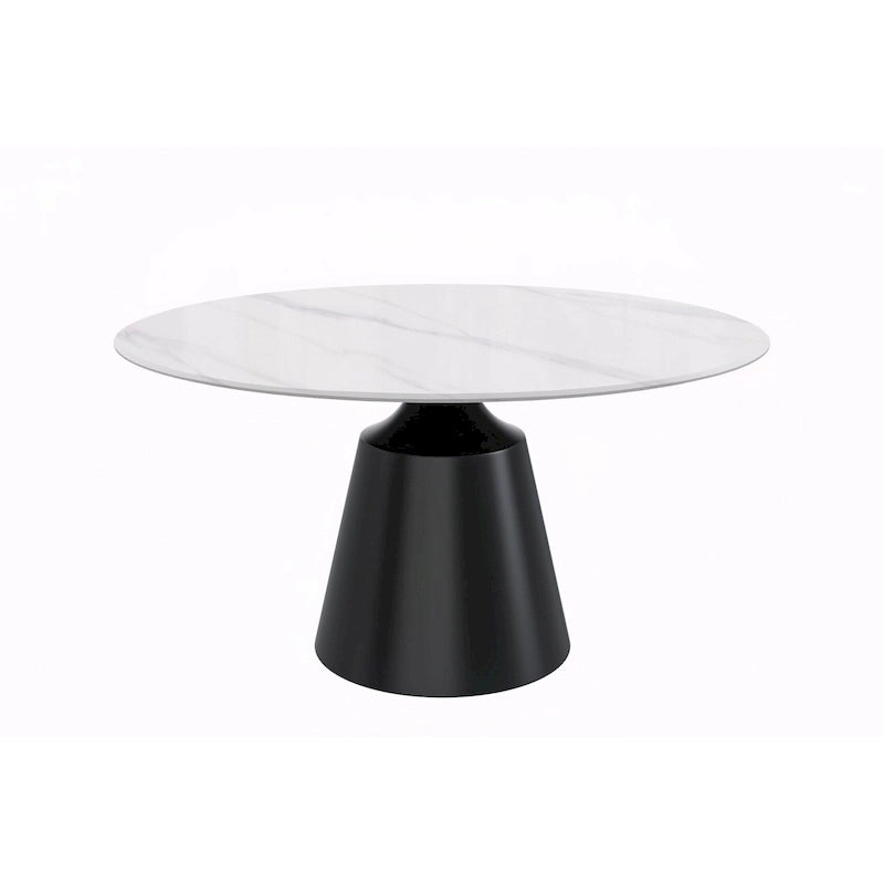 Modern Round Dining Table 60"-71" with Stainless Steel Pedestal Base, Glass or Sintered Stone Top