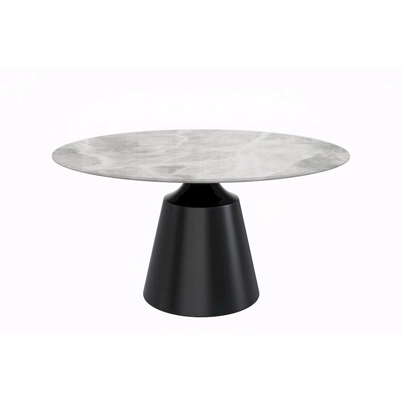 Modern Round Dining Table 60"-71" with Stainless Steel Pedestal Base, Glass or Sintered Stone Top