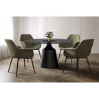 Prynn Dining Table with Round Top and Black Pedestal Base