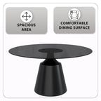 Modern Round Dining Table 60"-71" with Stainless Steel Pedestal Base, Glass or Sintered Stone Top