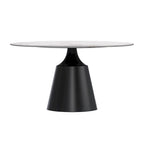 Modern Round Dining Table 60"-71" with Stainless Steel Pedestal Base, Glass or Sintered Stone Top