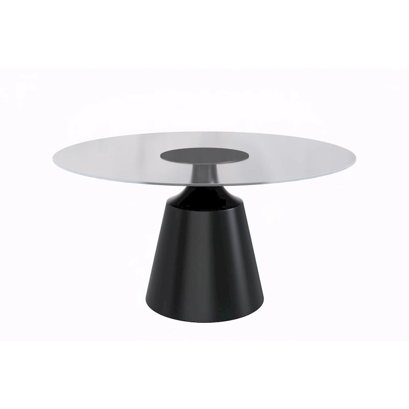 Modern Round Dining Table 60"-71" with Stainless Steel Pedestal Base, Glass or Sintered Stone Top