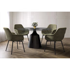 Modern Round Dining Table 60"-71" with Stainless Steel Pedestal Base, Glass or Sintered Stone Top