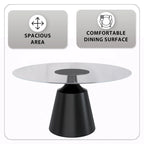 Modern Round Dining Table 60"-71" with Stainless Steel Pedestal Base, Glass or Sintered Stone Top
