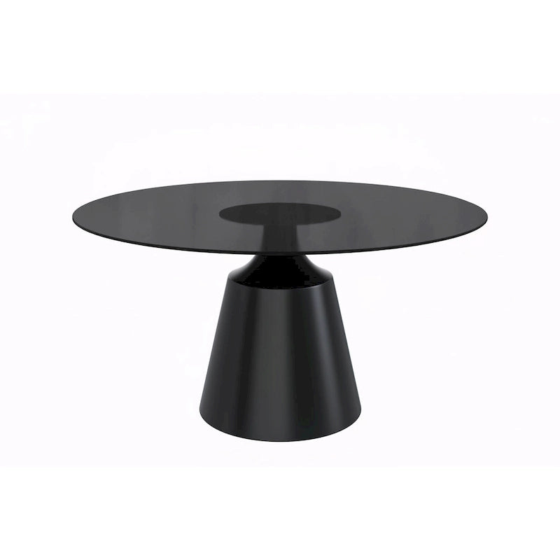 Modern Round Dining Table 60"-71" with Stainless Steel Pedestal Base, Glass or Sintered Stone Top