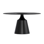 Modern Round Dining Table 60"-71" with Stainless Steel Pedestal Base, Glass or Sintered Stone Top