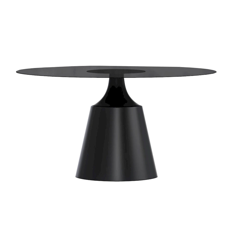 Modern Round Dining Table 60"-71" with Stainless Steel Pedestal Base, Glass or Sintered Stone Top