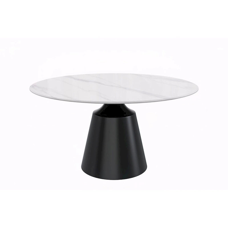 Modern Round Dining Table 60"-71" with Stainless Steel Pedestal Base, Glass or Sintered Stone Top