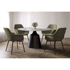 Modern Round Dining Table 60"-71" with Stainless Steel Pedestal Base, Glass or Sintered Stone Top