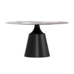Modern Round Dining Table 60"-71" with Stainless Steel Pedestal Base, Glass or Sintered Stone Top