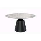 Modern Round Dining Table 60"-71" with Stainless Steel Pedestal Base, Glass or Sintered Stone Top