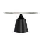Modern Round Dining Table 60"-71" with Stainless Steel Pedestal Base, Glass or Sintered Stone Top