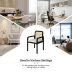 Rattan Back Dining Chairs Set of 6 with Removable Cushions, Modern Farmhouse Linen Upholstered Chairs