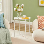 Round Metal Side Table - Removable Tray Top, Anti-Rust Waterproof, 19.7" H x 18.5" D, 50 lbs Capacity, Indoor/Outdoor, 7 Colors