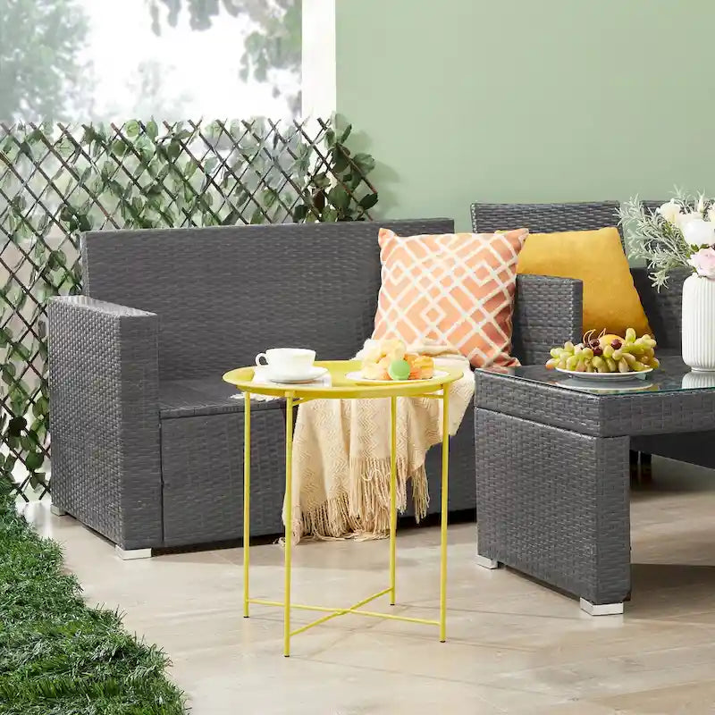 Round Metal Side Table - Removable Tray Top, Anti-Rust Waterproof, 19.7" H x 18.5" D, 50 lbs Capacity, Indoor/Outdoor, 7 Colors